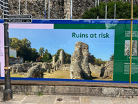 Information panels facing the Angel Hill, Bury St Edmunds.